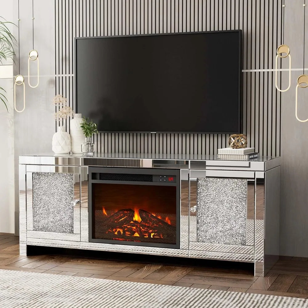 Mirror Fireplace TV Media Entertainment Center