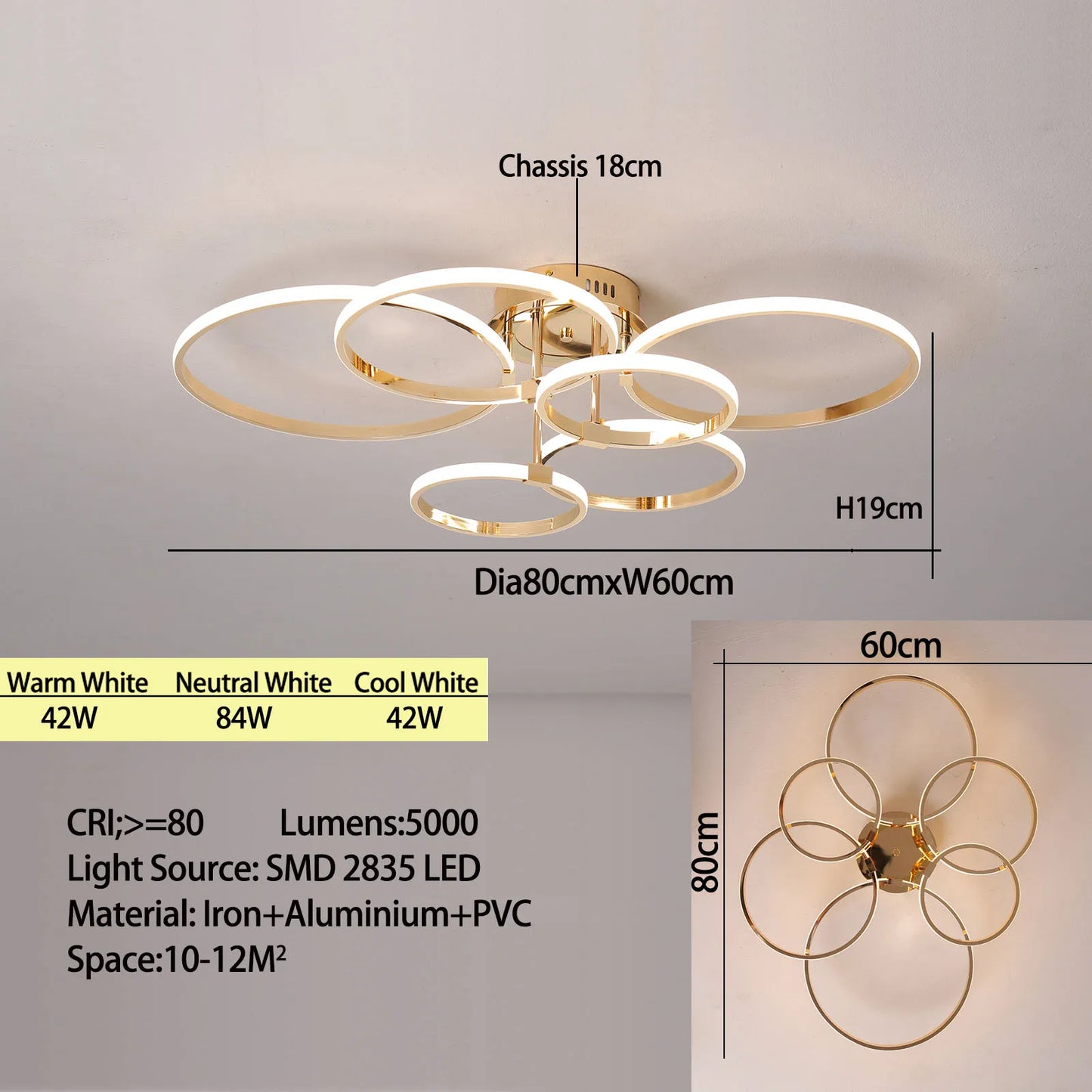 Modern Led Chandelier Gold/Chrome