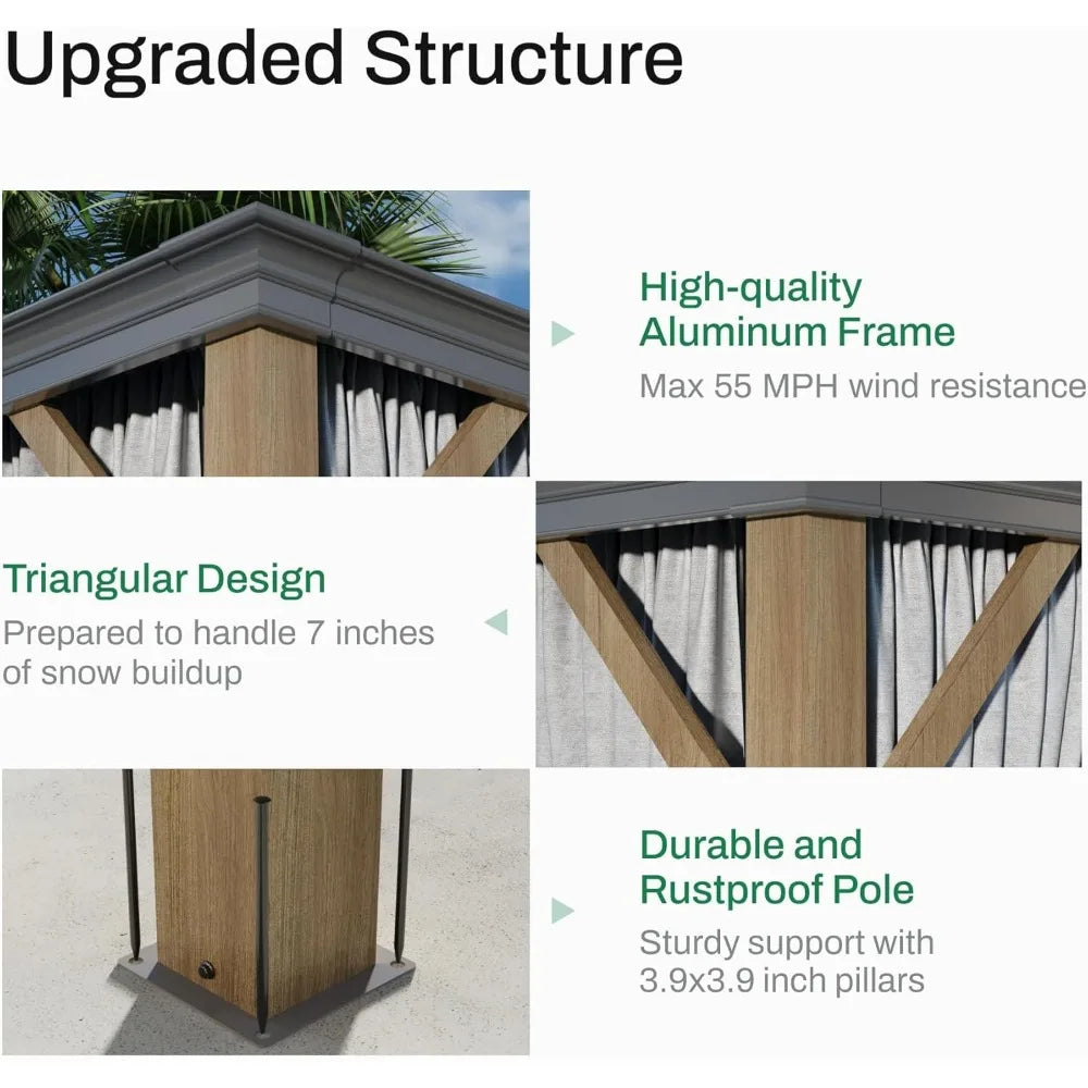 10x12 Ft Hardtop Outdoor Gazebo Double Roof Canopy