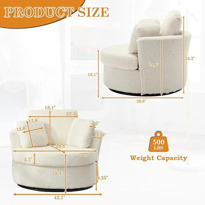 Comfy Swivel Barrel Chair for Living Room