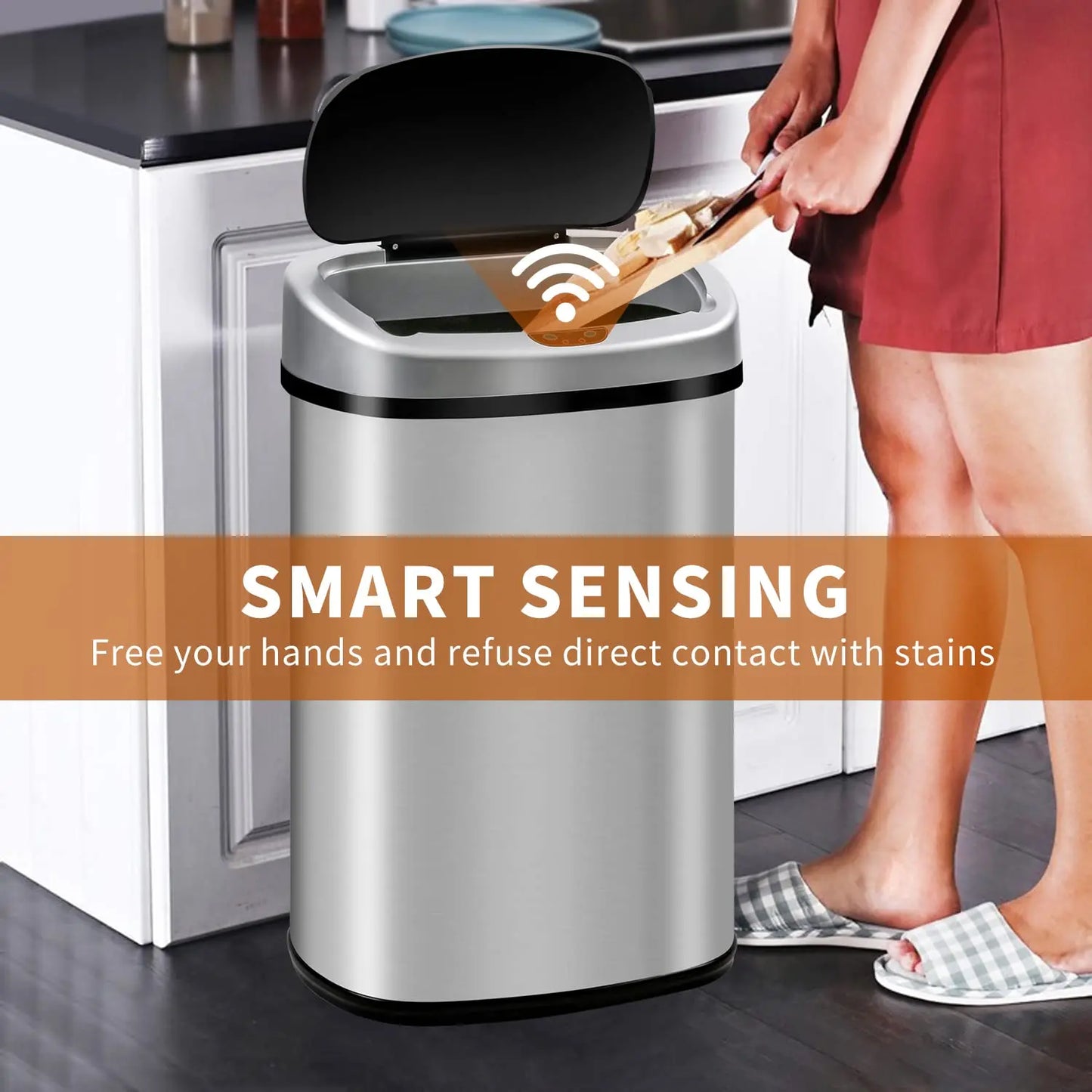 13-Gallon Automatic Touch Free Trash Can
