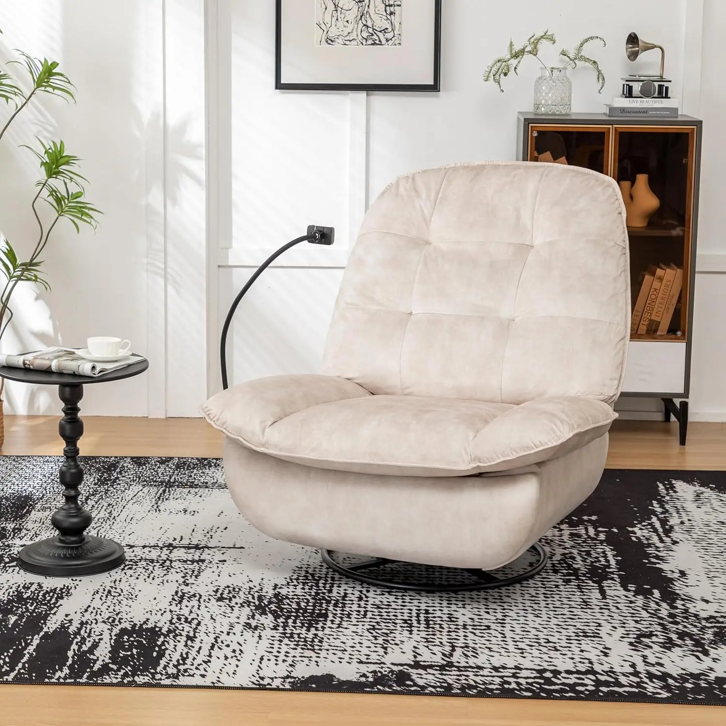 Modern Oversized Swivel Chair with Phone Stand