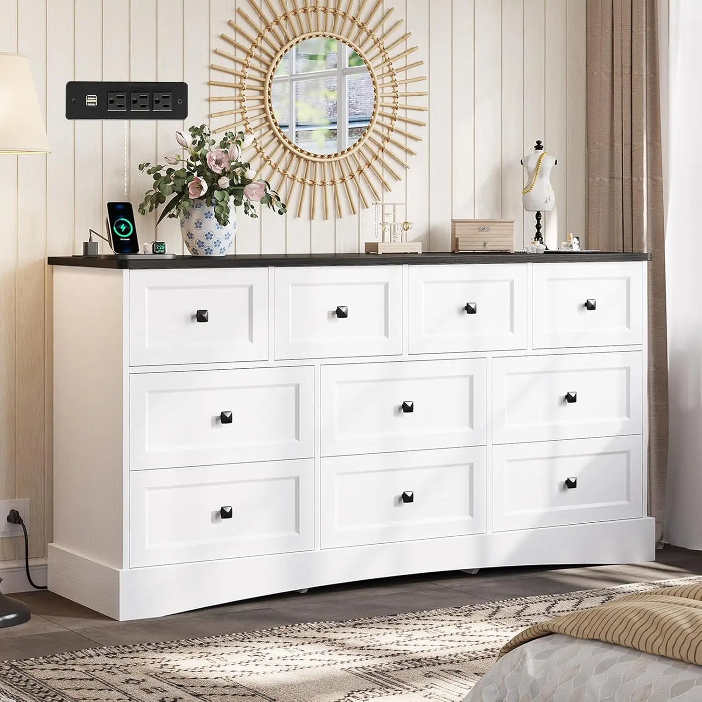 Dresser for Bedroom with Charging Station