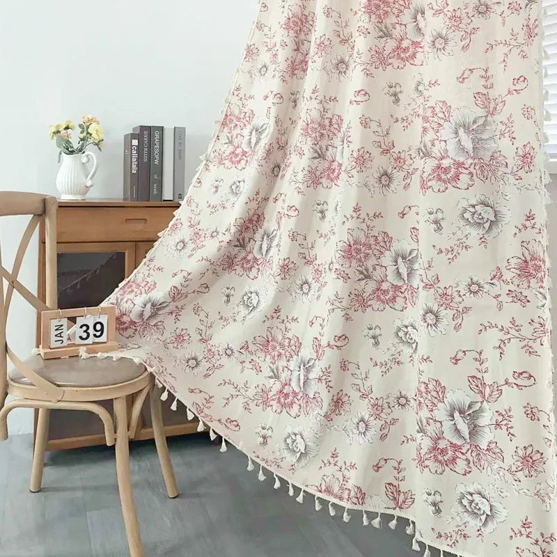 Green Farmhouse Vintage Pattern Window Curtain