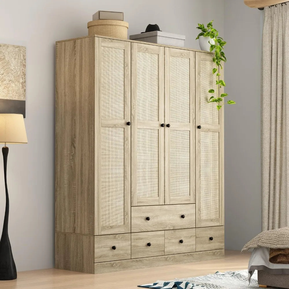 Rattan Armoire Wardrobe Closet