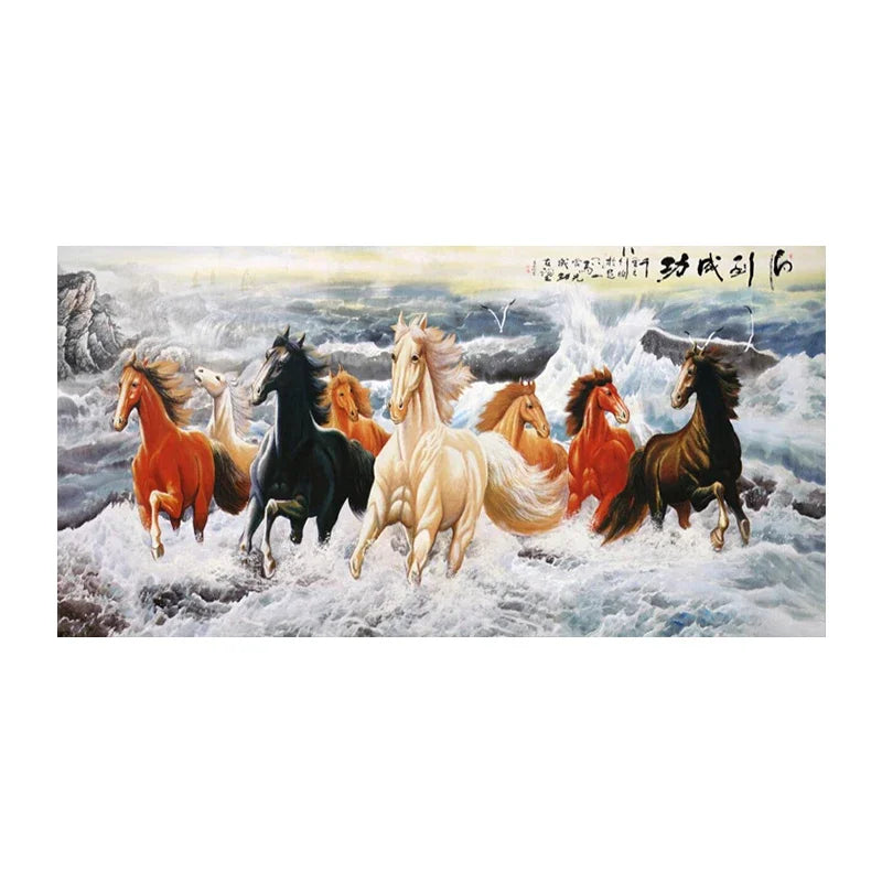Framed Running Horse Painting