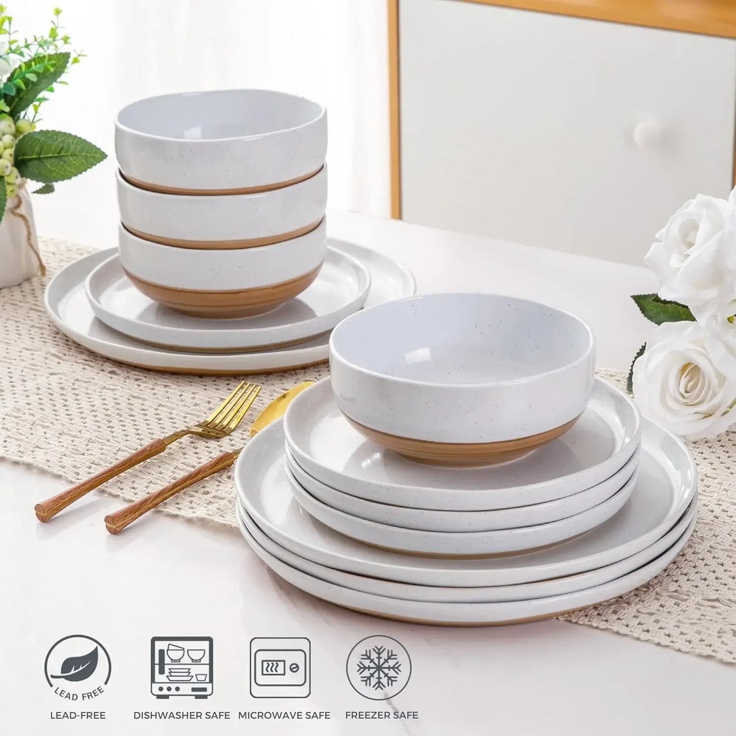 AmorArc Ceramic Dinnerware 12 Pieces
