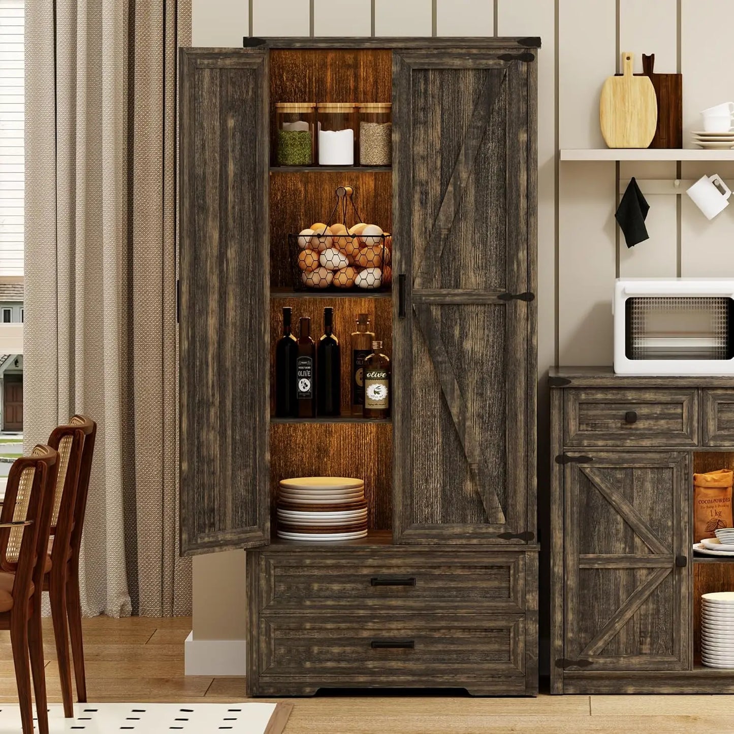 Tall Pantry Storage Cabinet with Adjustable Shelves