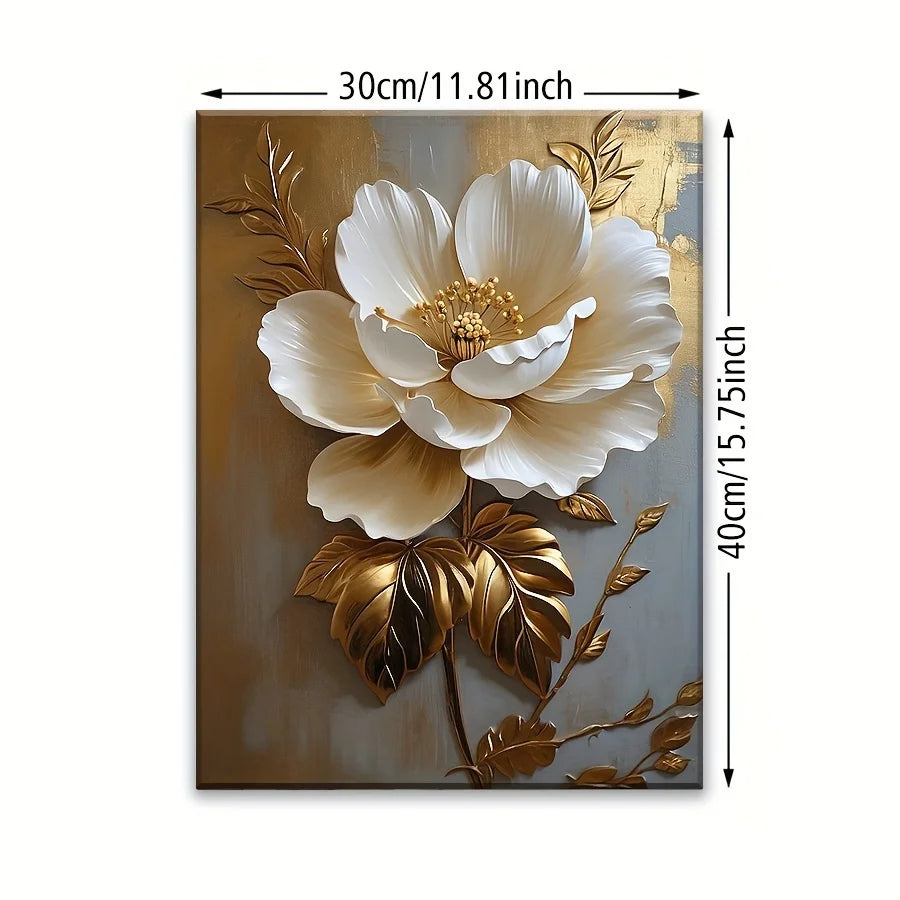 1PC Elegant White Floral Canvas Art