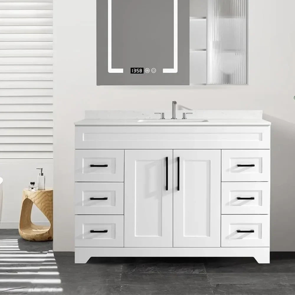48” Bathroom Vanity with White Rectangular Sink