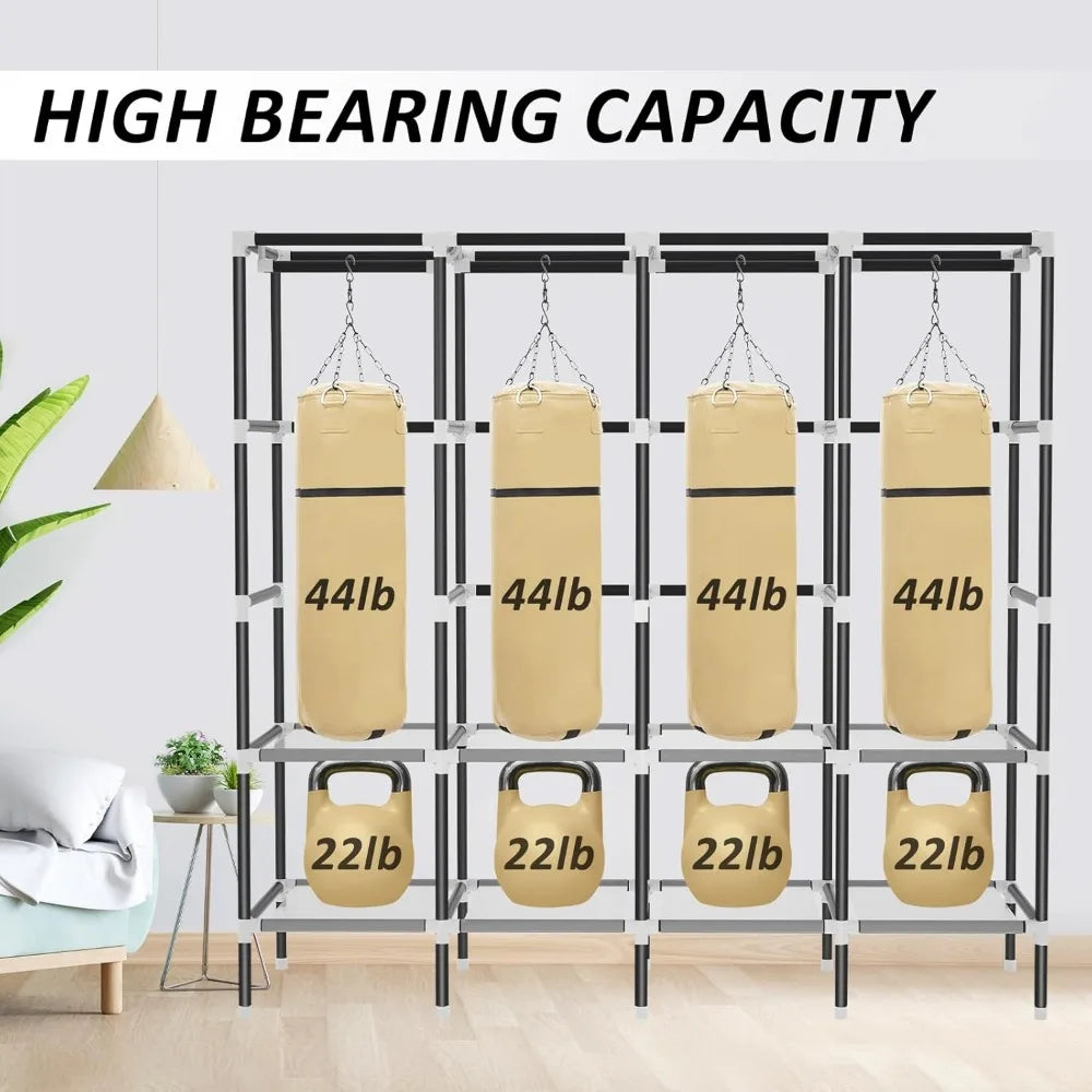 Grey Portable Closet with Zippers, 65.4Inches