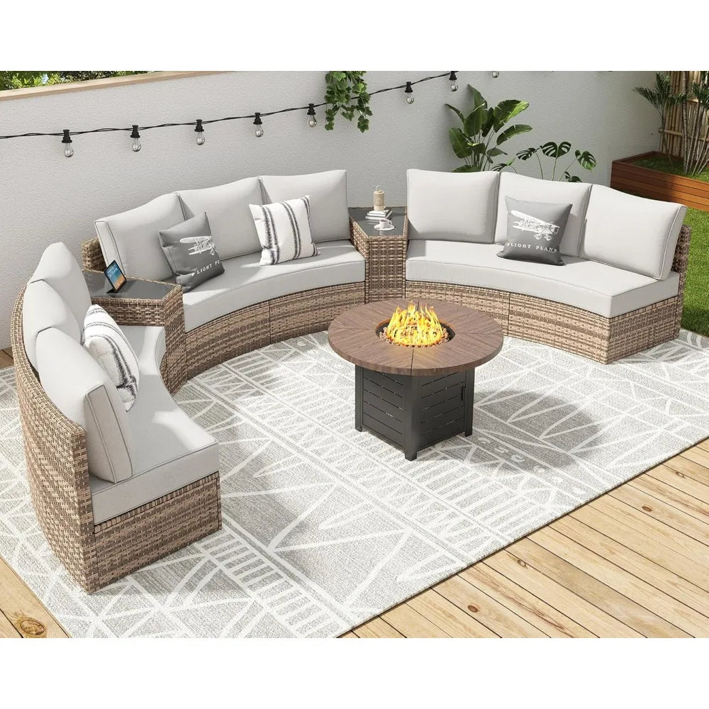 11 Piece Half-Moon Sectional Round Sofa Set