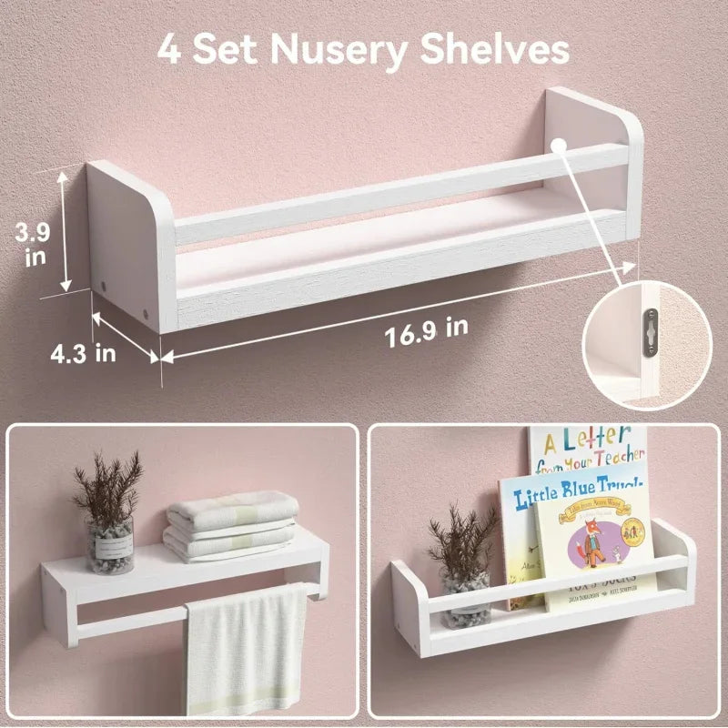 Dual-Guard Nursery Book Shelves Set of 4