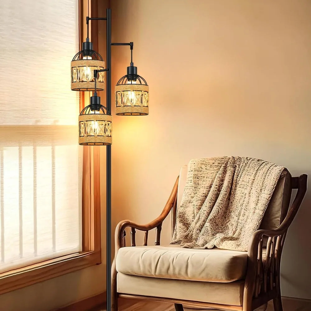 Farmhouse Industrial Black Standing Lamp