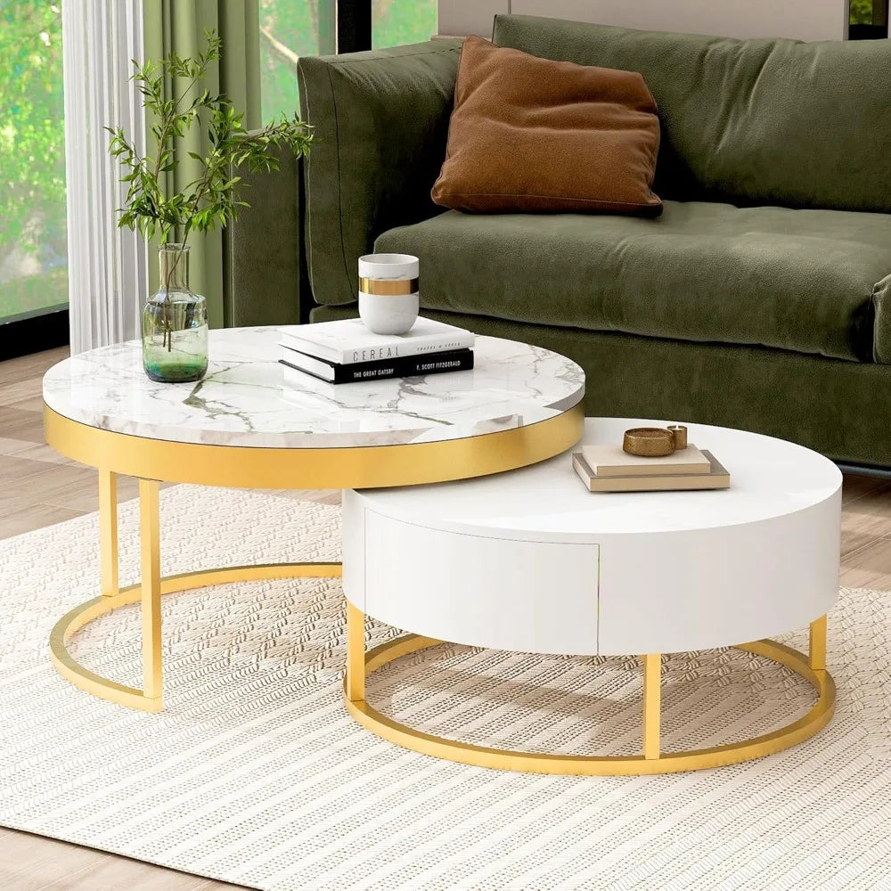 Nesting Coffee Table with Drawers