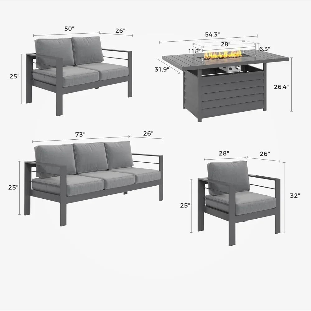 5 Piece Modern Patio Conversation Set