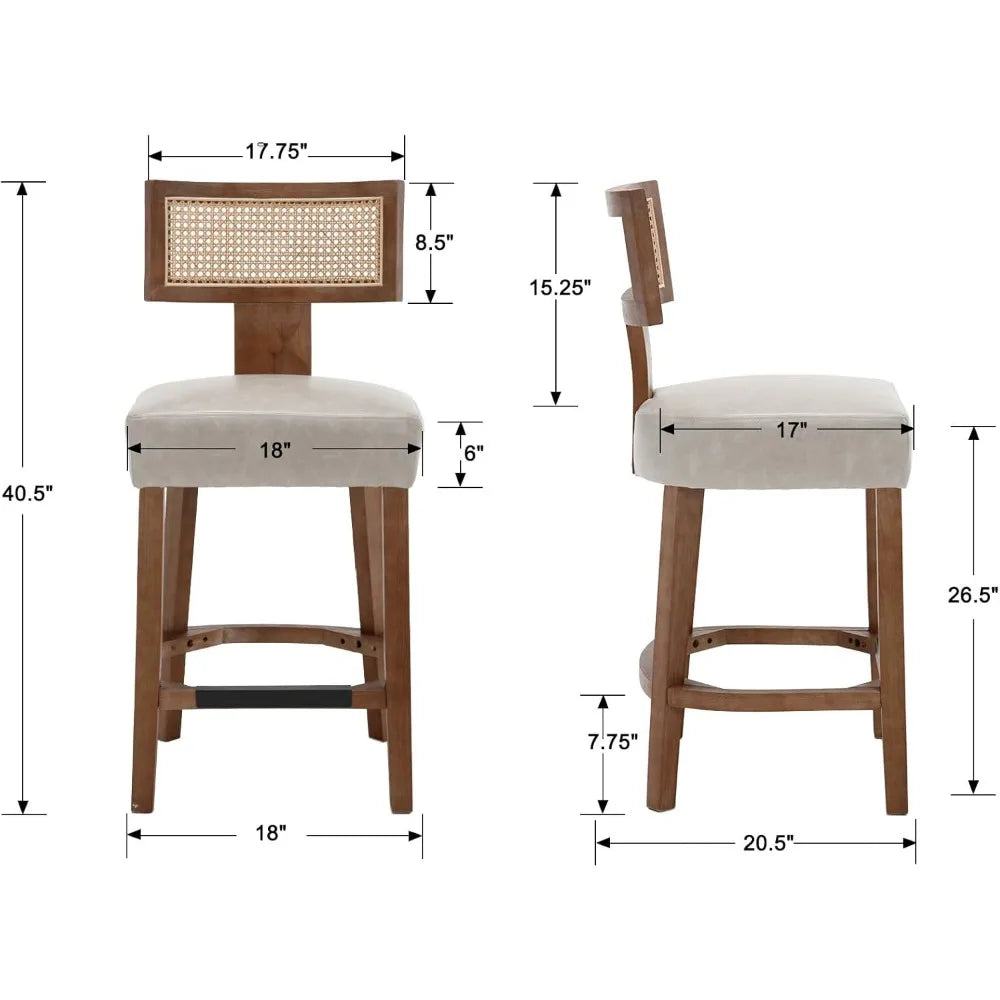 Set of 2 Counter Height Rattan Bar Stools