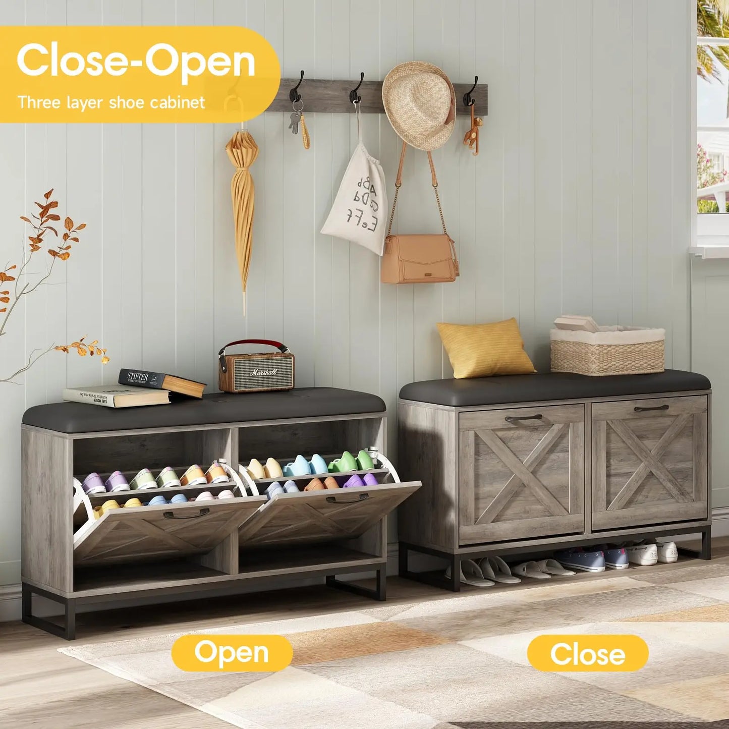 Shoe Storage Bench & Coat Rack