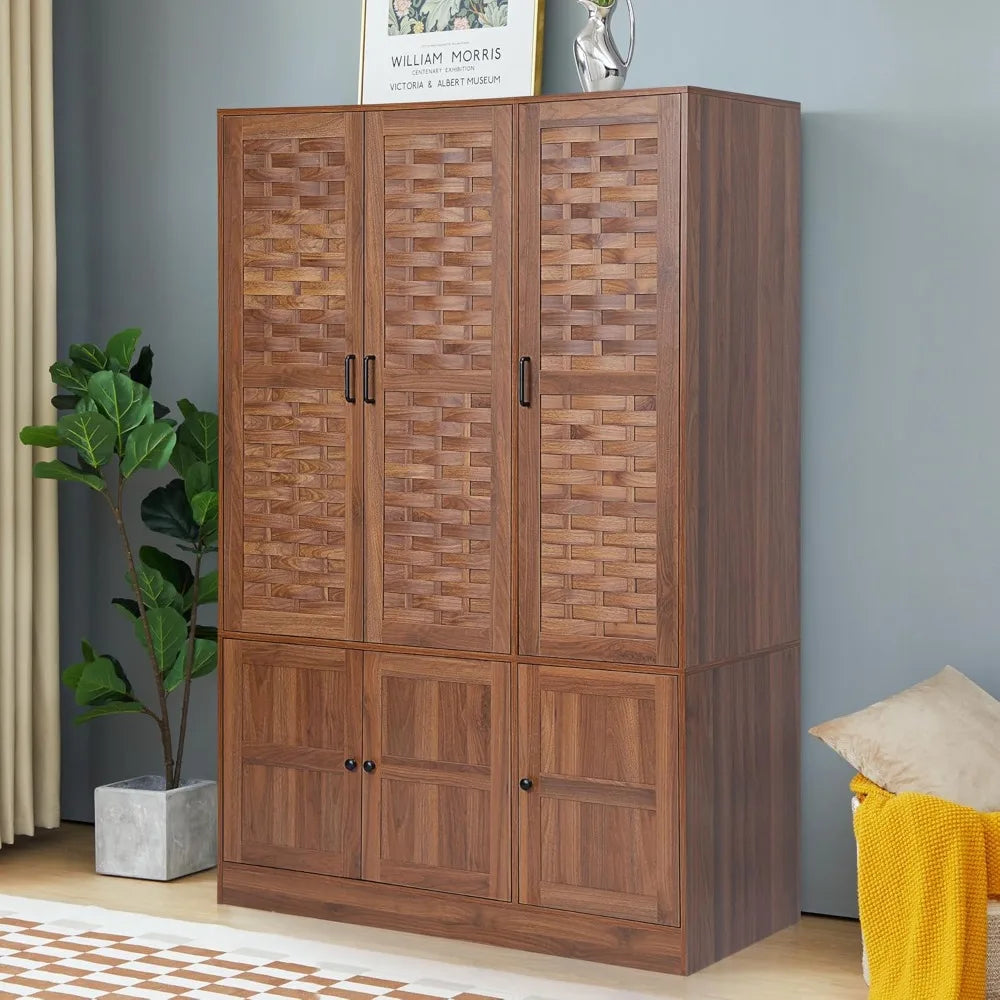 Walnut Armoire for High Storage Capacity with Adjustable Shelves