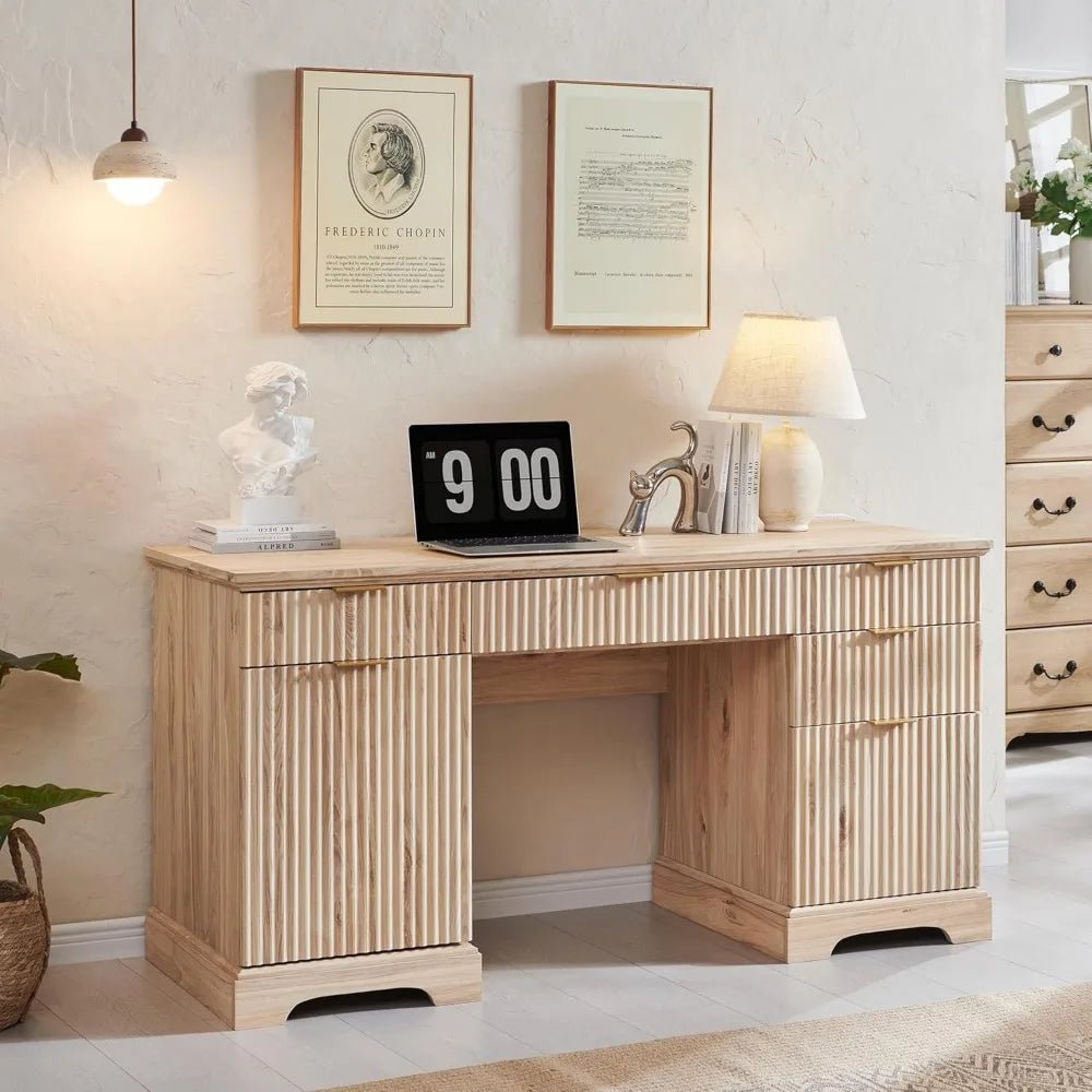 Modern L Shaped Home Office Desk with Storage