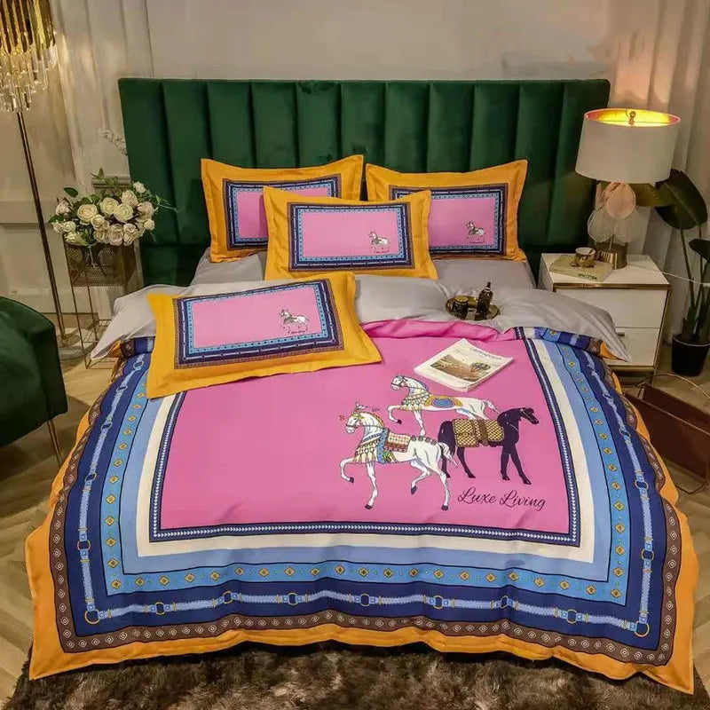 Luxury Horse Print Bedding Set