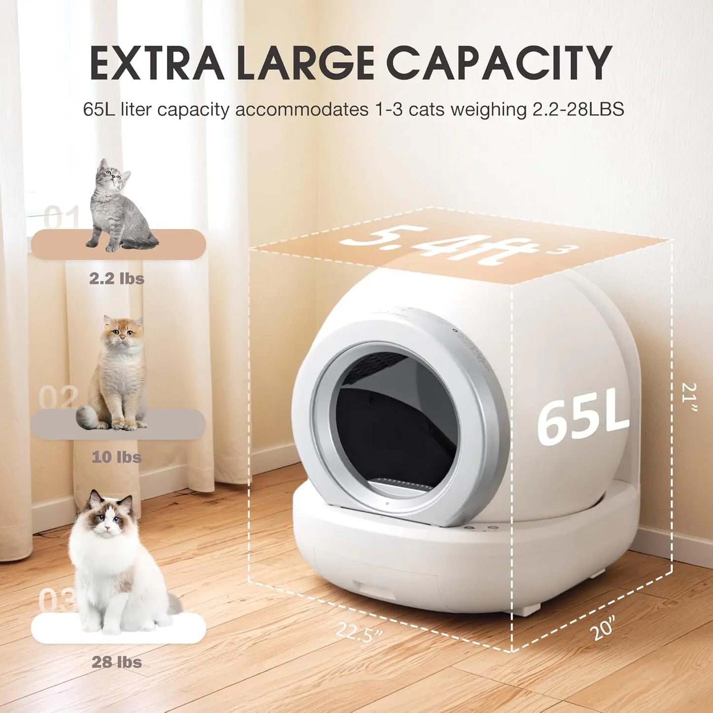 Self Cleaning Cat Litter Box Extra-Large Capacity
