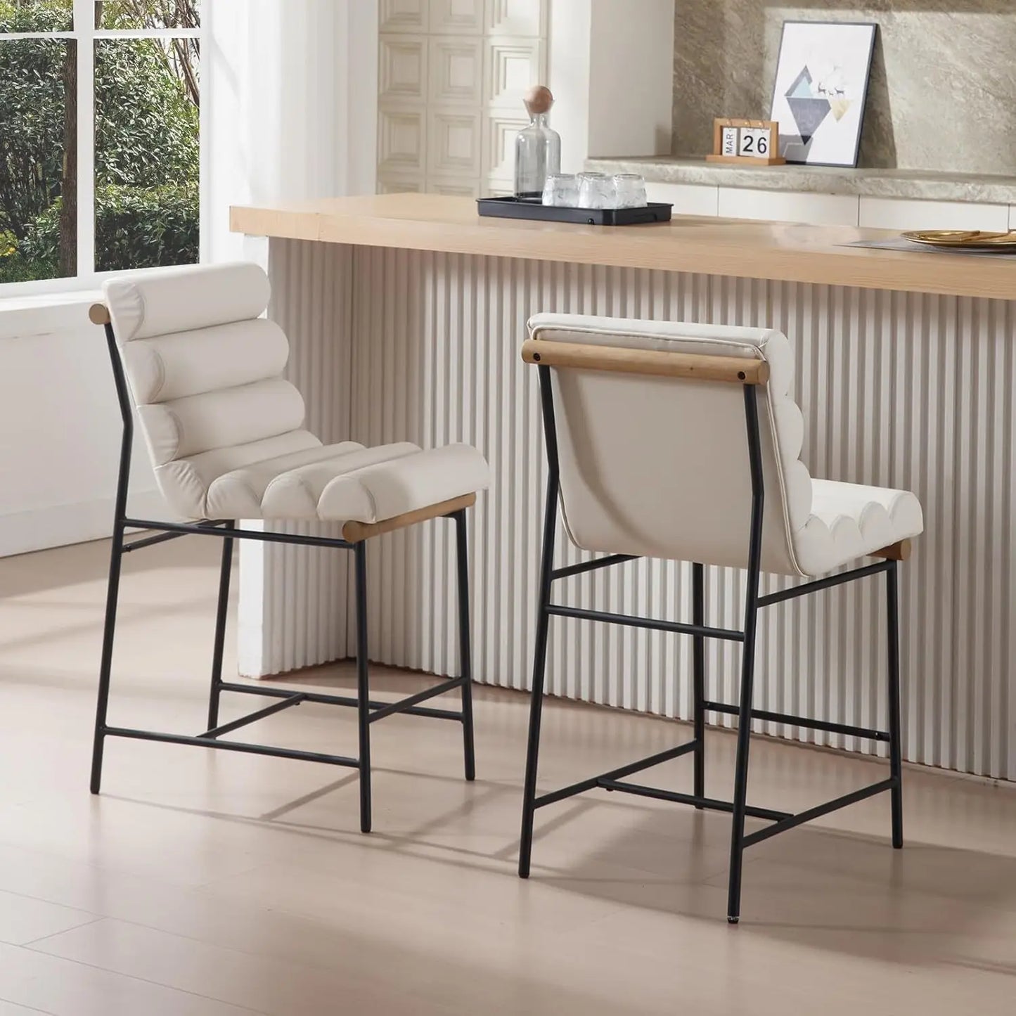 25" Modern Upholstered Counter Stools Set of 4