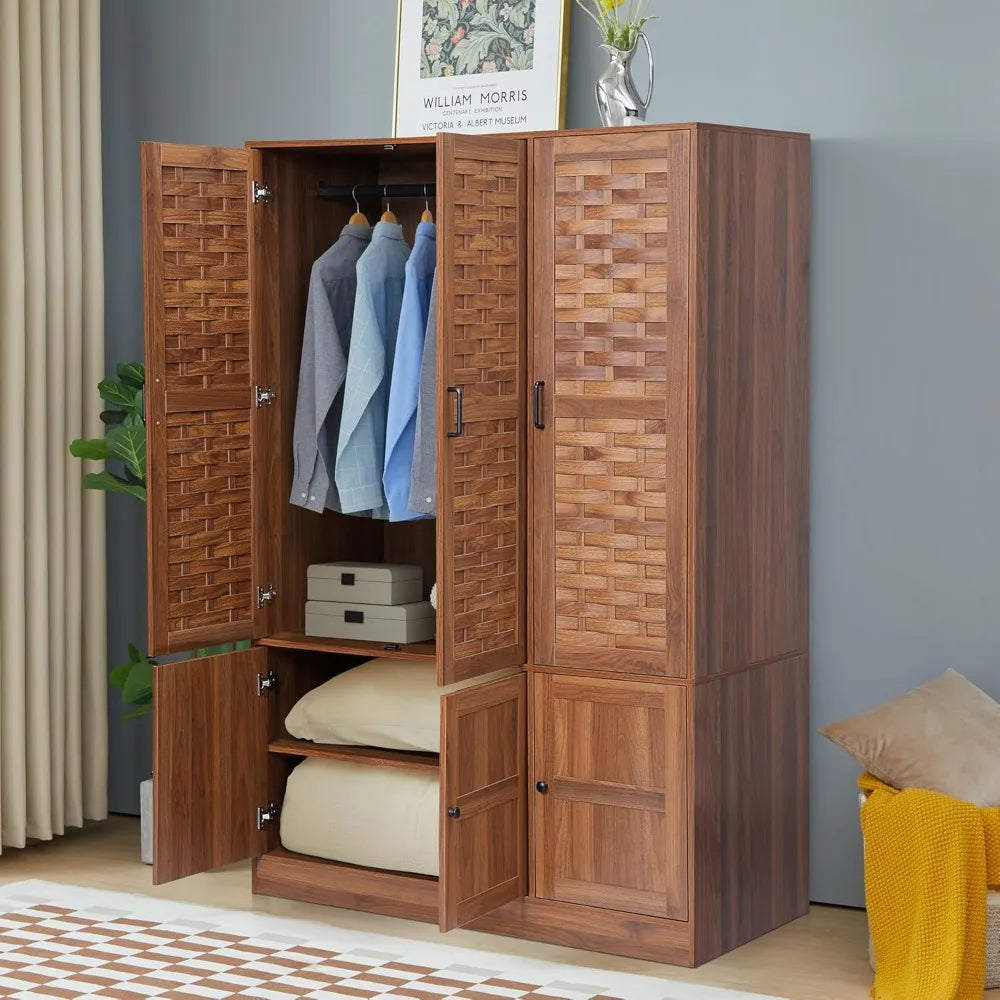 Walnut Armoire for High Storage Capacity with Adjustable Shelves