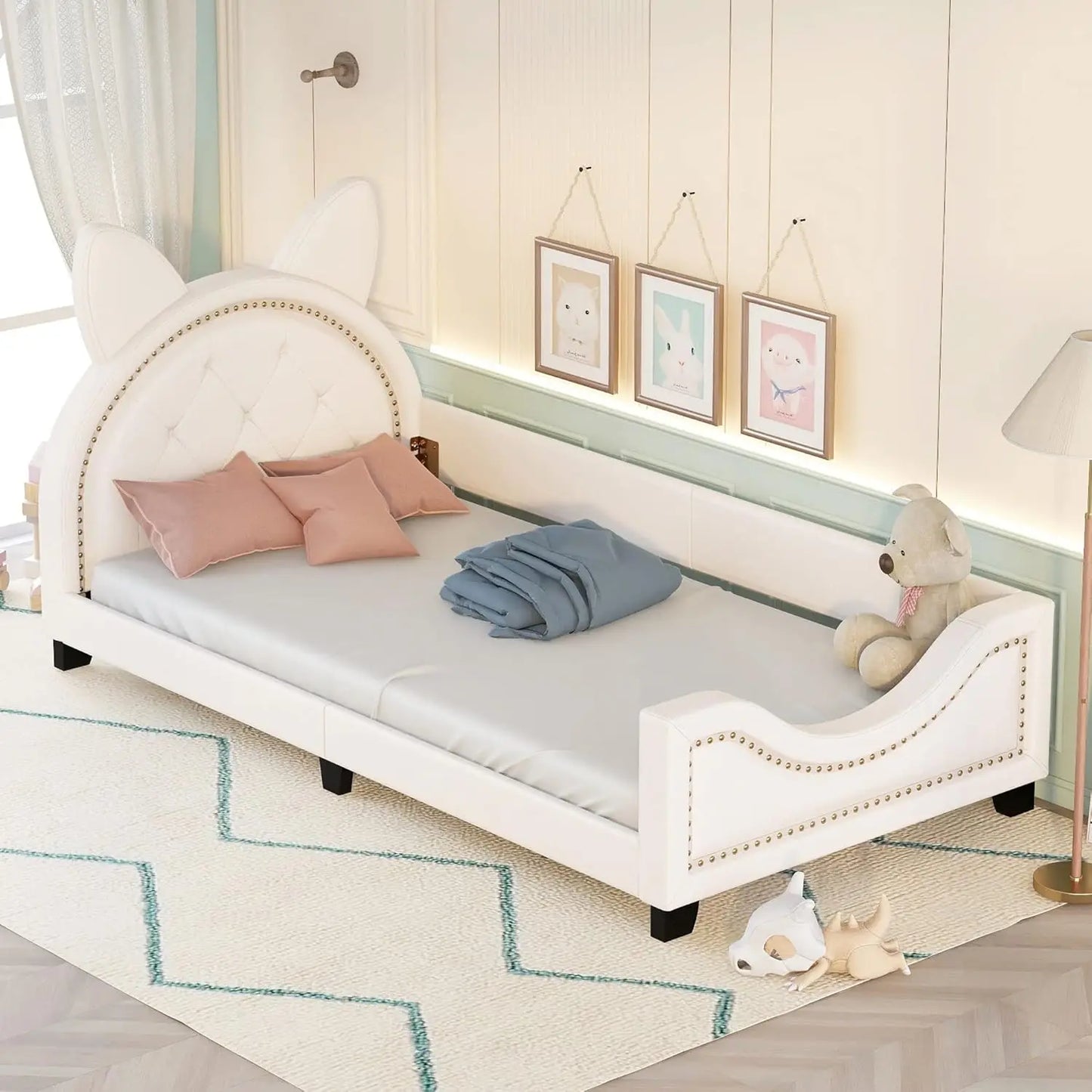 Twin Size Bed Frame, with House-Shaped Headboard