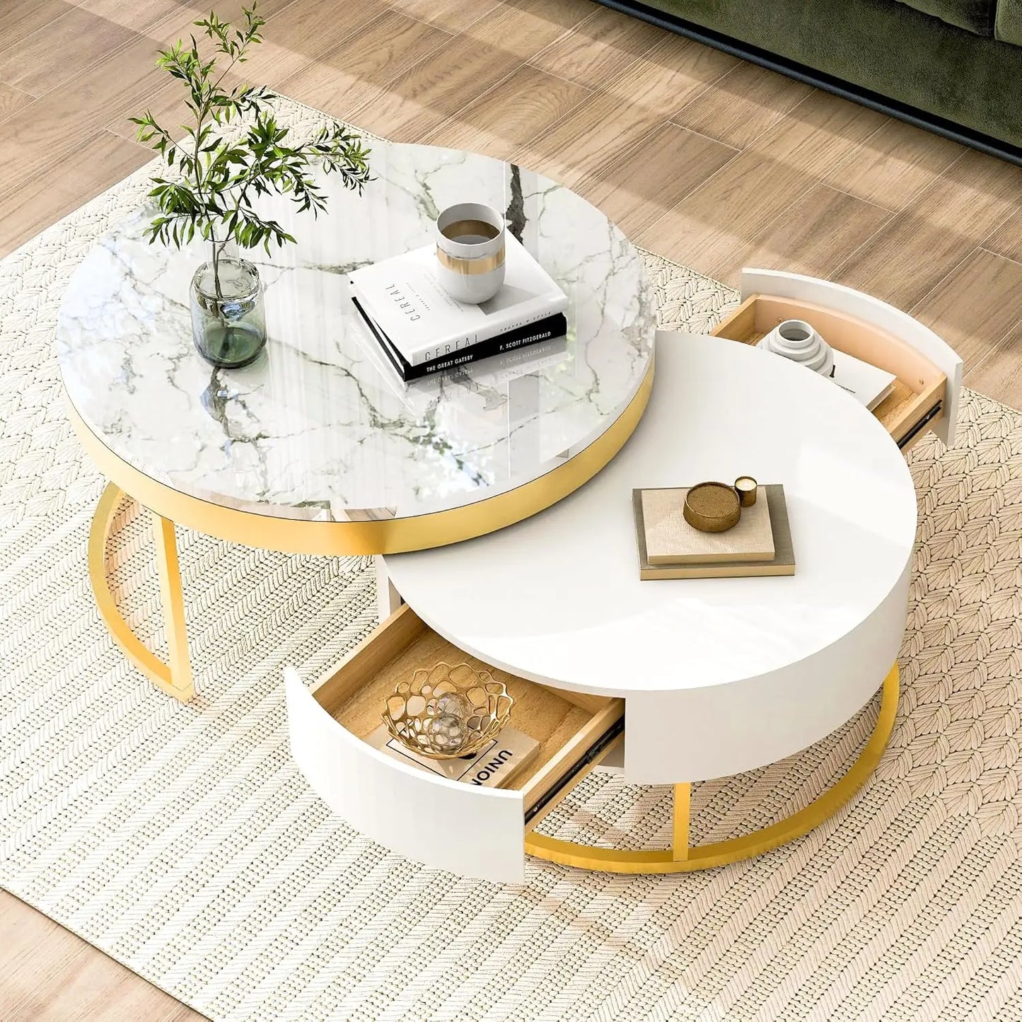 Nesting Coffee Table with Drawers