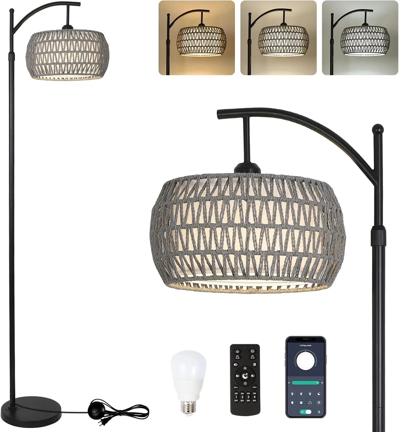 LED Gold Floor Lamp with Remote