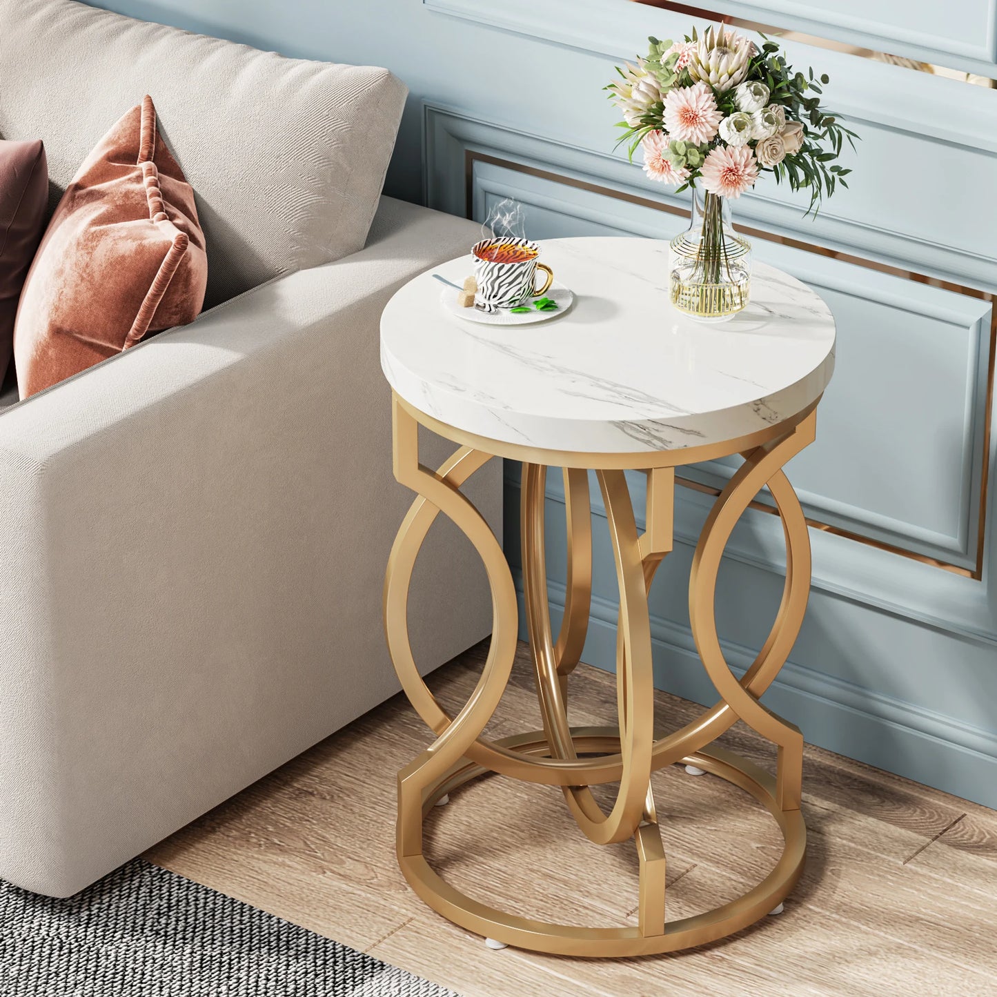 Modern End Table with Thick Wood Top