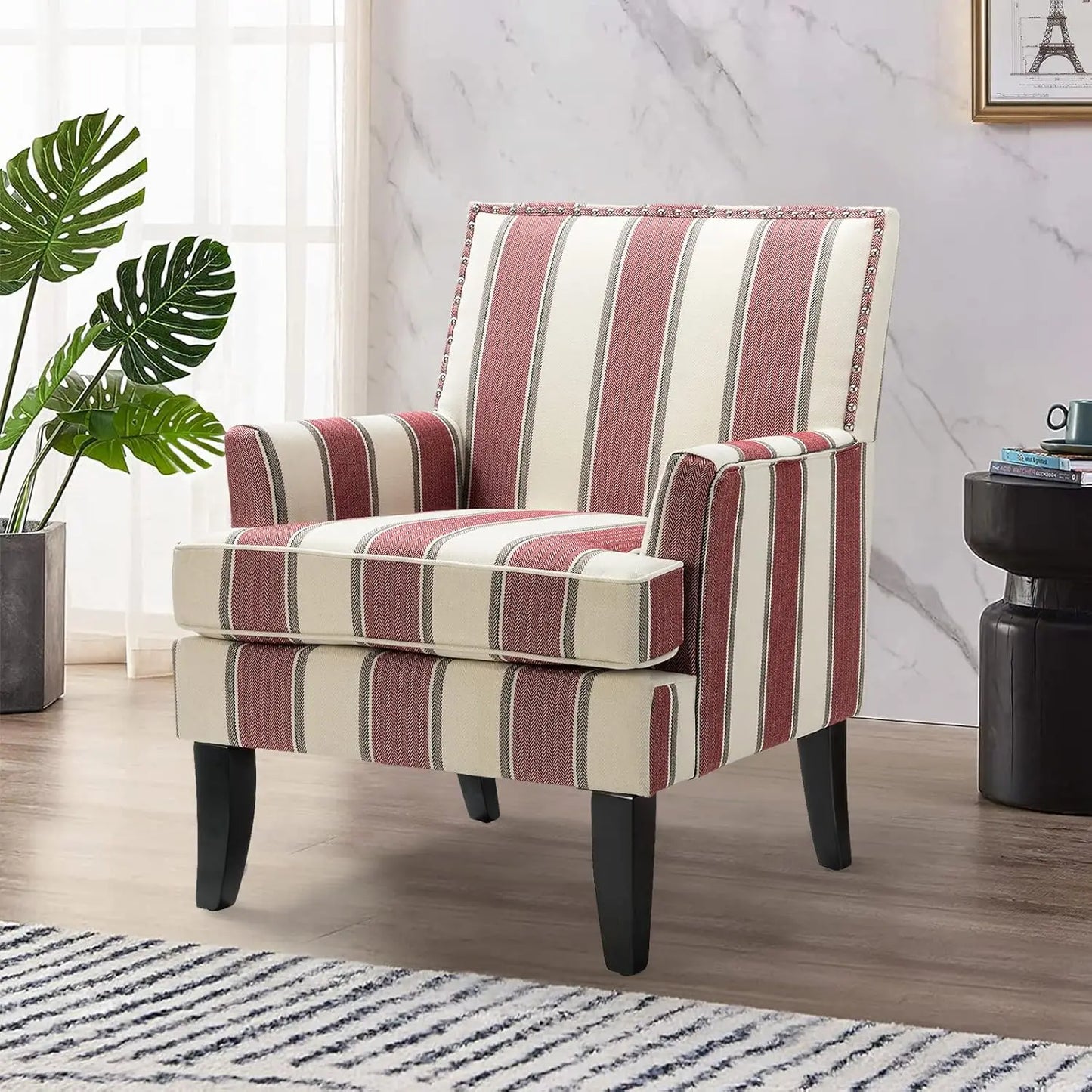 Accent Chair with Arms and Wooden Legs
