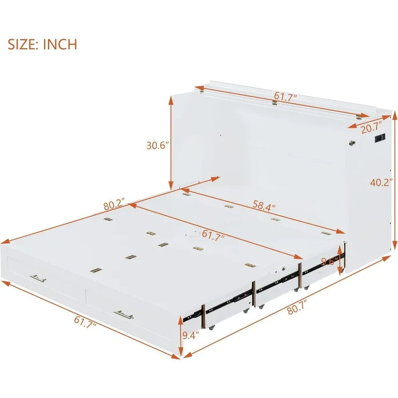 Queen Size Murphy Bed with USB Charging Station