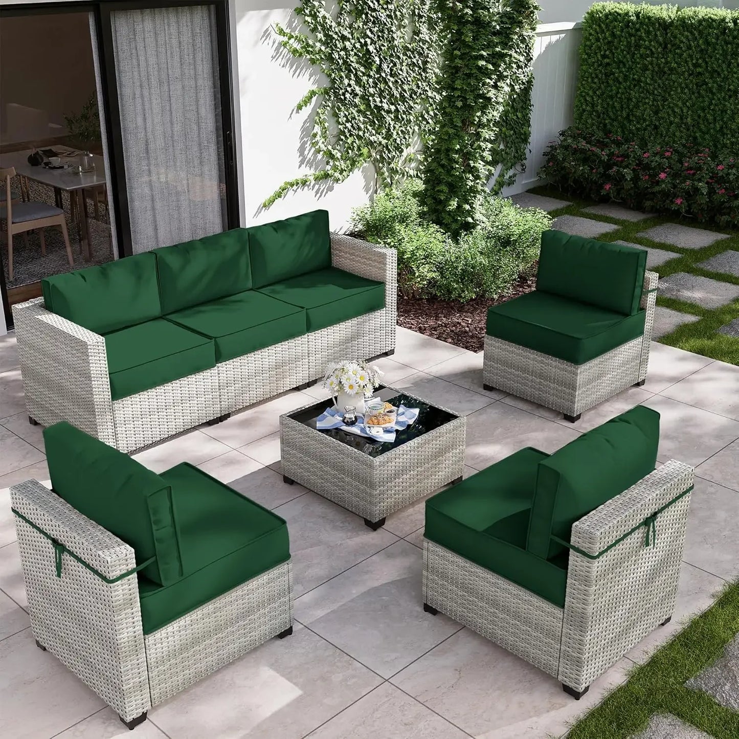 8-Piece Patio Set With Fire Pit Table