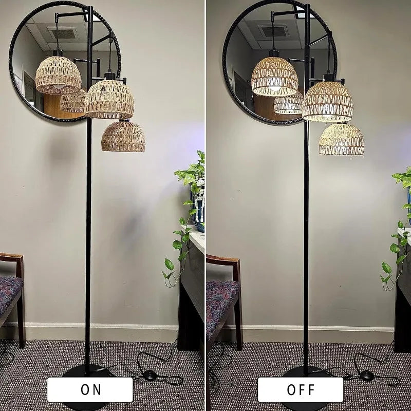 3-Lights Rattan Floor Lamps