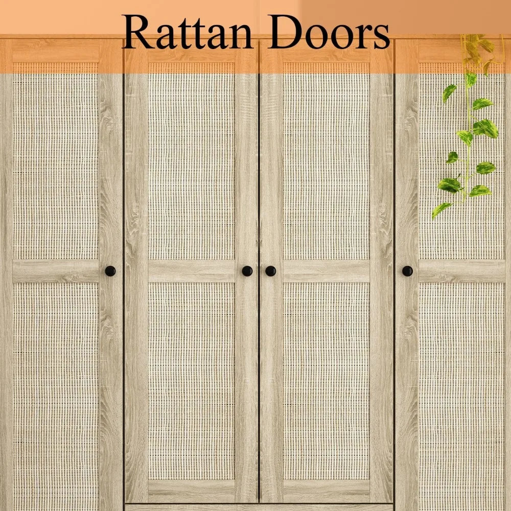 Rattan Armoire Wardrobe Closet