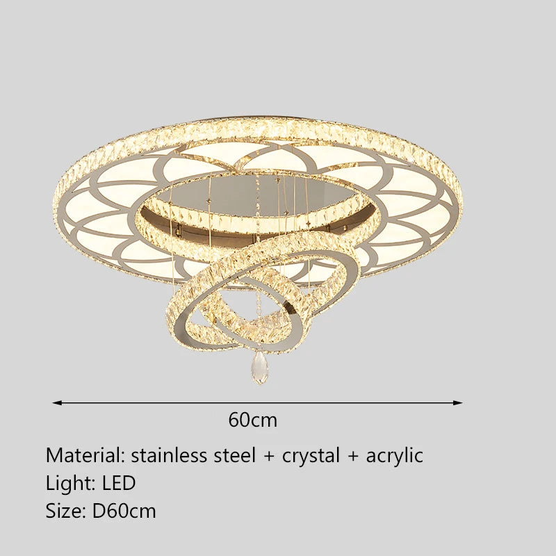 Nordic Minimalist Luxury Crystal Led Ceiling Chandelier