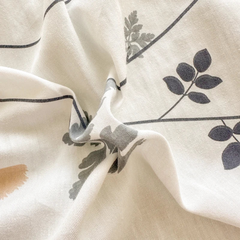 Floral Duvet Cover with Zipper and 2 Pillowcases