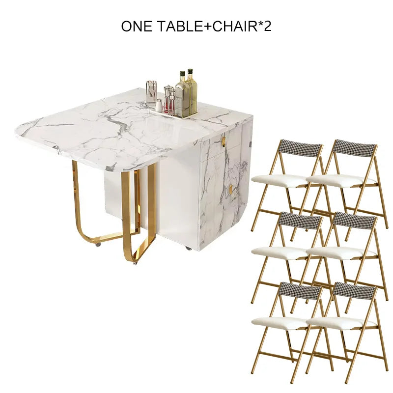 Movable Folding Dining Table with Storage Rack