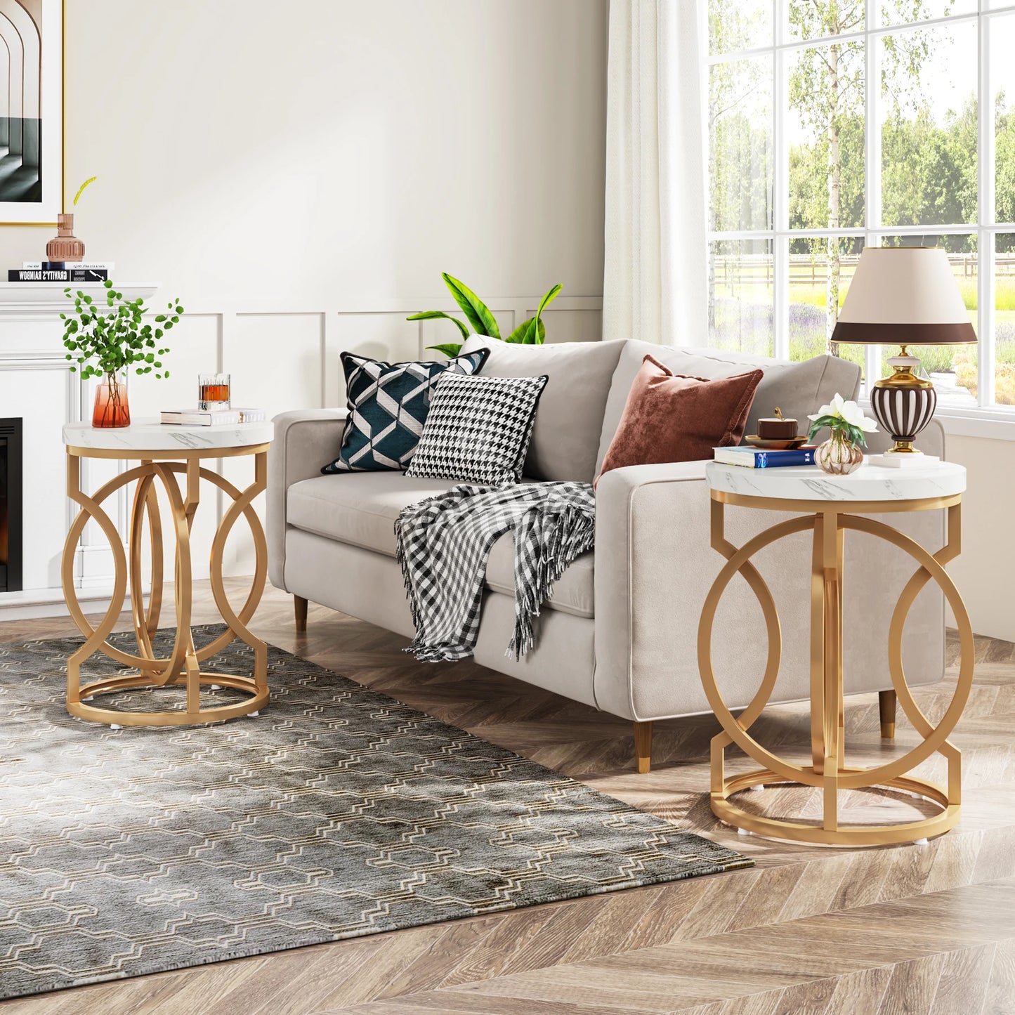 Modern End Table with Thick Wood Top