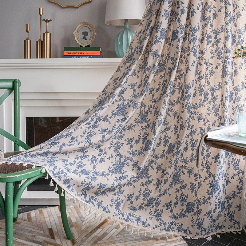 Green Farmhouse Vintage Pattern Window Curtain