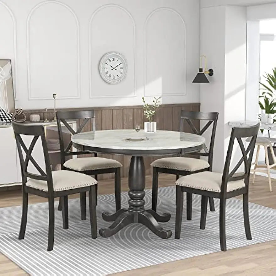Round Dining Table for 4 with Chairs