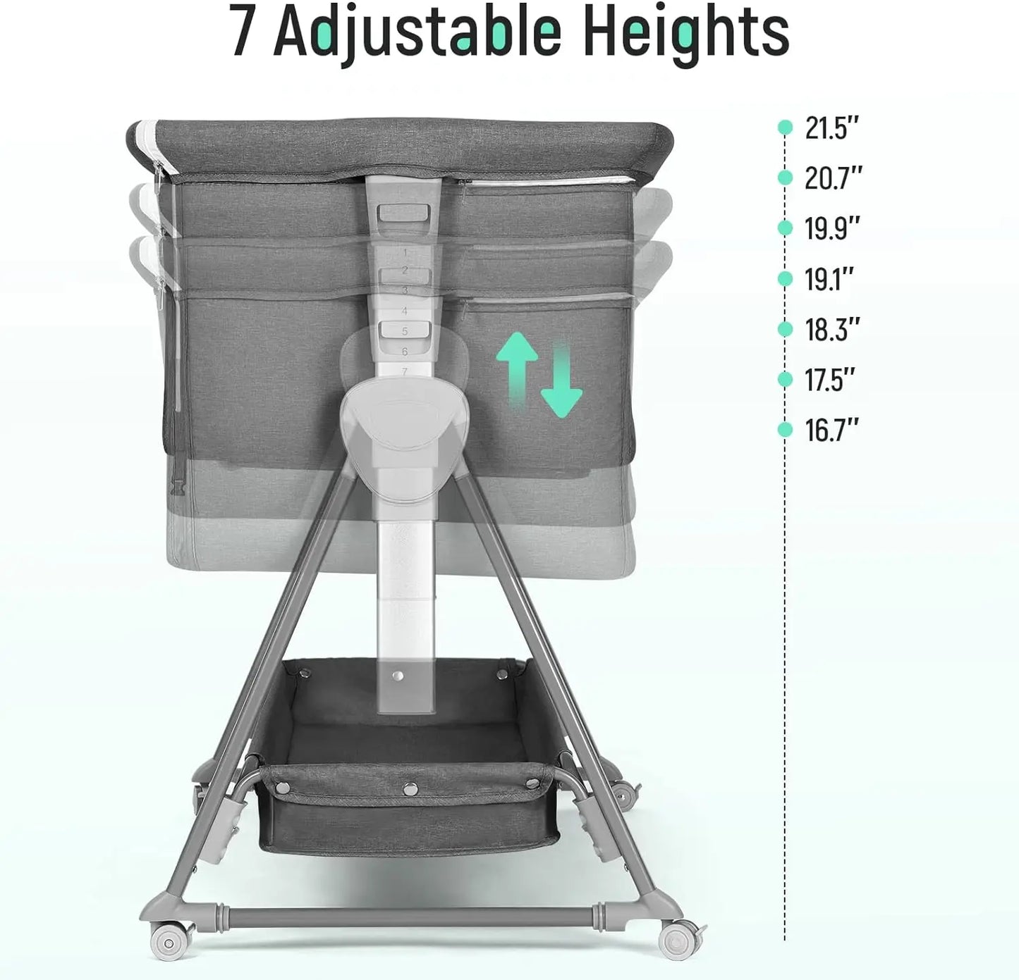Beside Sleeper for Baby with Storage Basket and Wheels