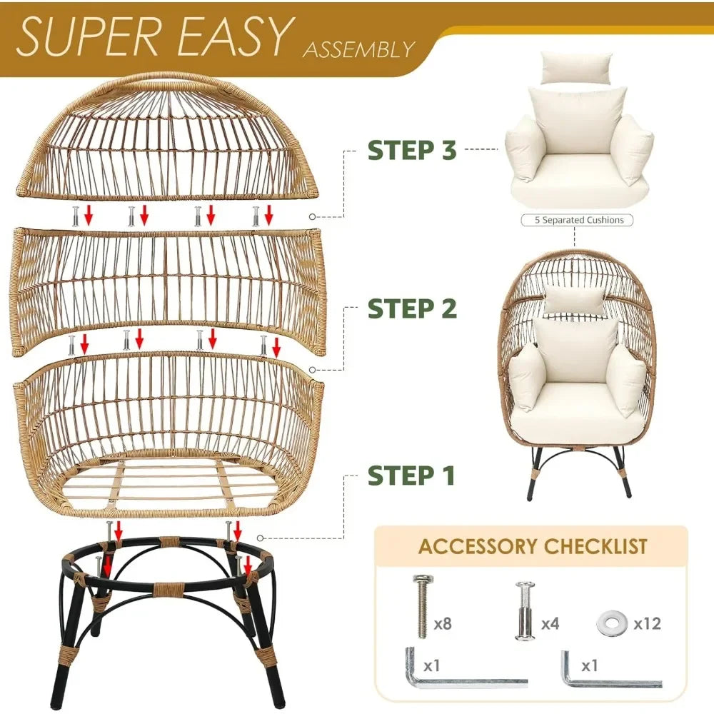 Modern Stationary Wicker Egg Chair
