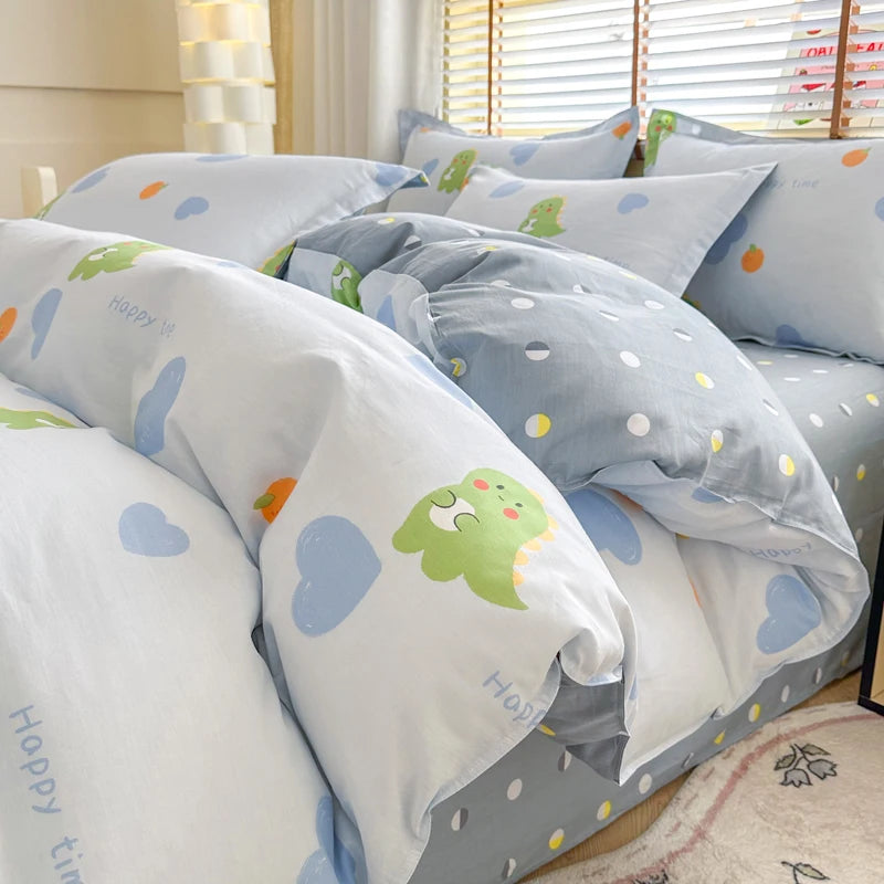 Floral Duvet Cover with Zipper and 2 Pillowcases