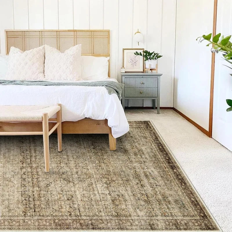 5x7 Washable Area Rug Vintage Brown Accent Rug