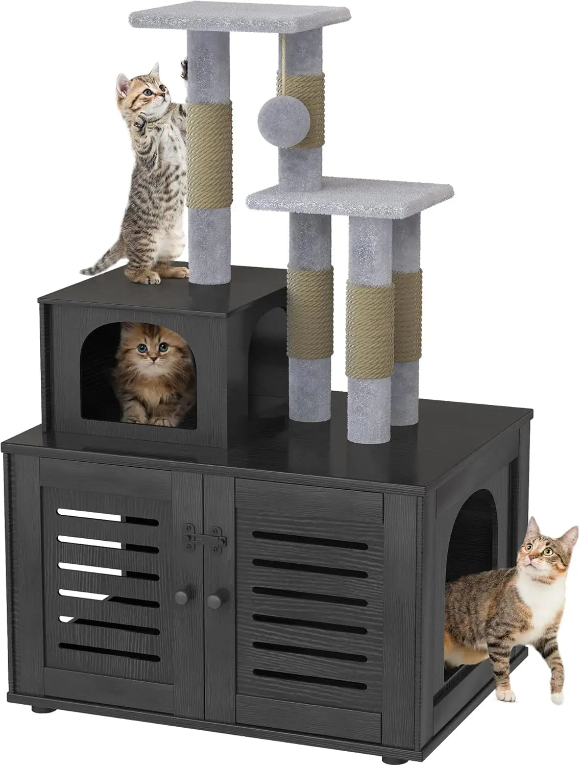 Cat Litter Box Enclosure with Cat Tree