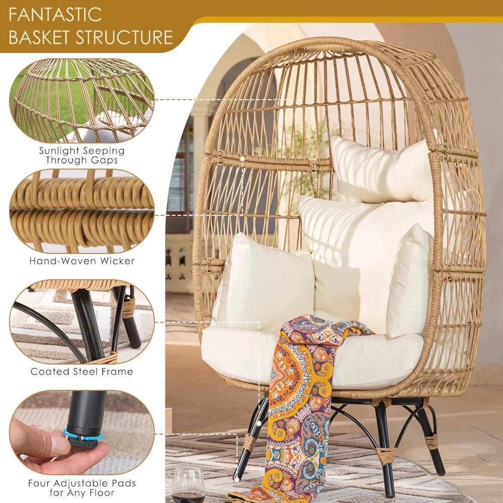 Modern Stationary Wicker Egg Chair
