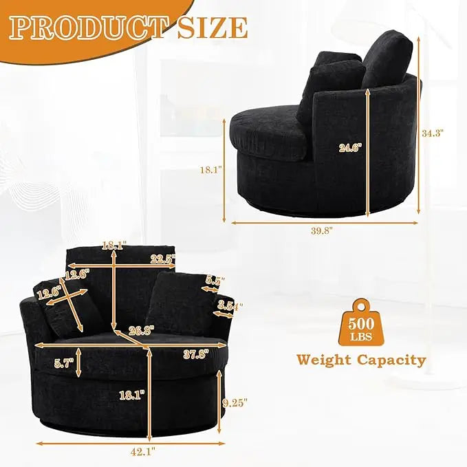 Comfy Swivel Barrel Chair for Living Room